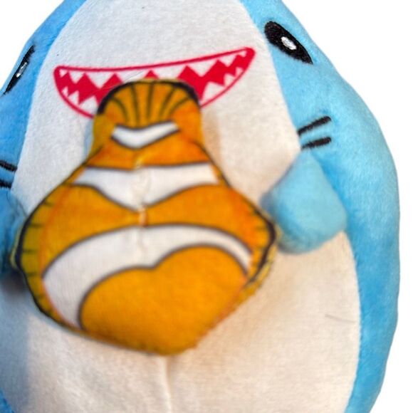 Peek-A-Boo Blue Orange Shark Plush Holding Clown Fish Stuffed Animal Toys - Picture 2 of 8